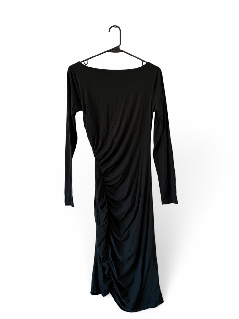 Susana Monaco Black Long Sleeve Ruched Midi Dress - Picture 3 of 7